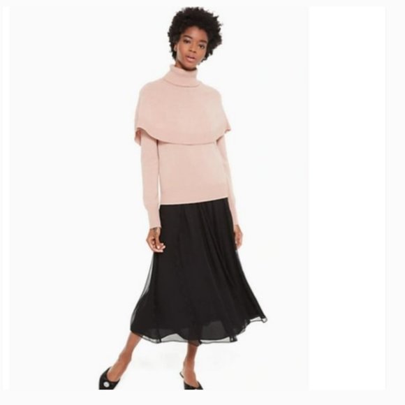 kate spade madison avenue loriot pink turtleneck capelet sweater small nwot - Picture 2 of 16